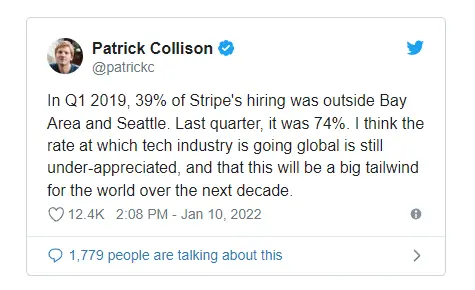 74% of Stripe hiring remotely